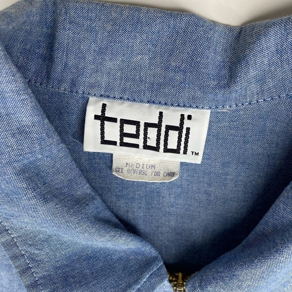 Vintage Teddi Women’s Chambray Lightweight Jacket Full Zip Sz Med - Picture 5 of 7